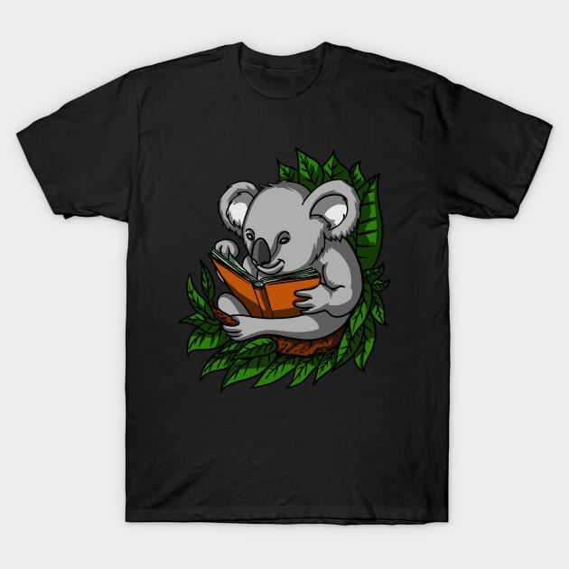 Koala Bear Book Lover T-Shirt by underheaven